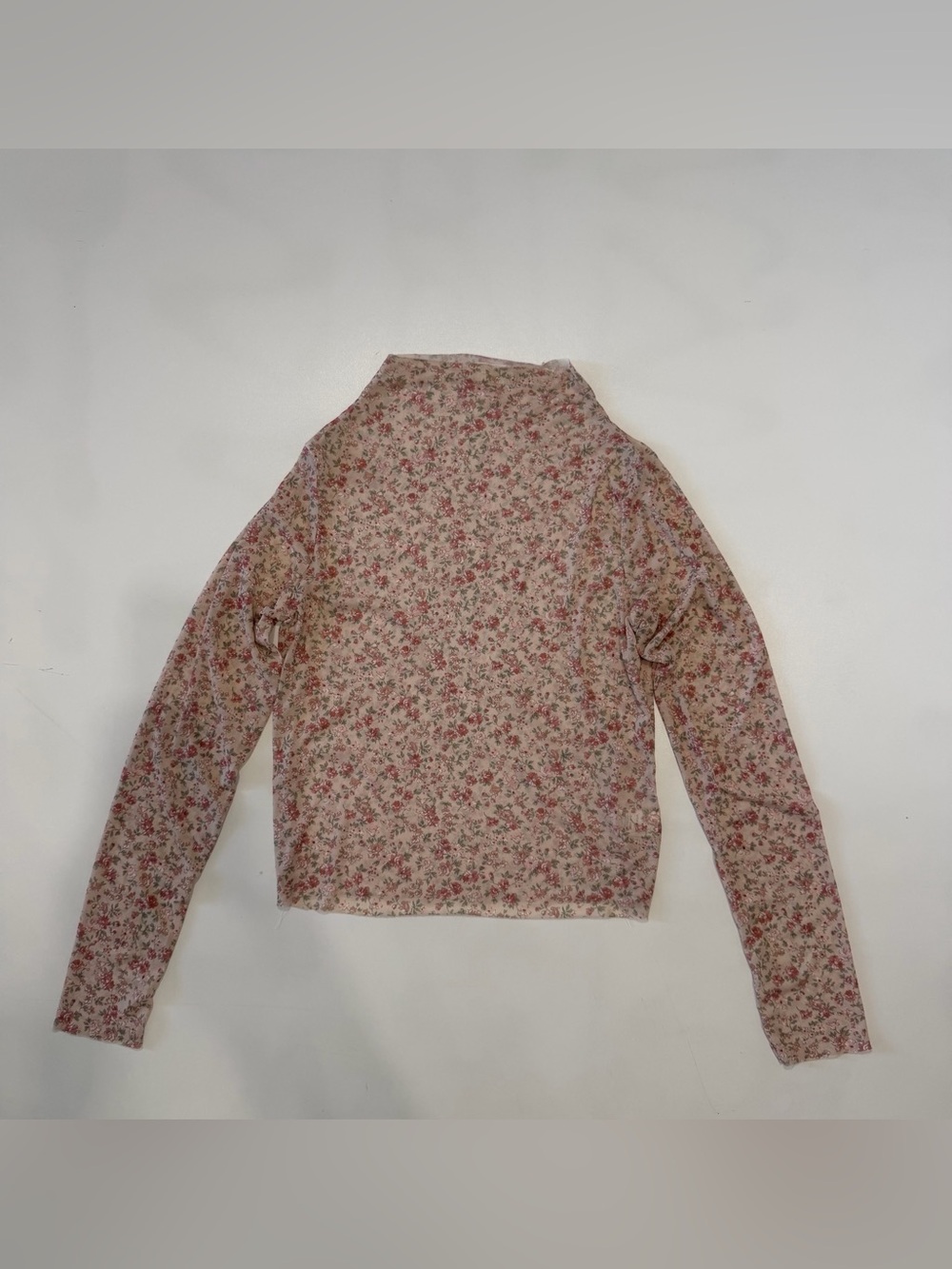 Altar'd State Pink Floral Mock Neck Long Sleeve Top Size Large